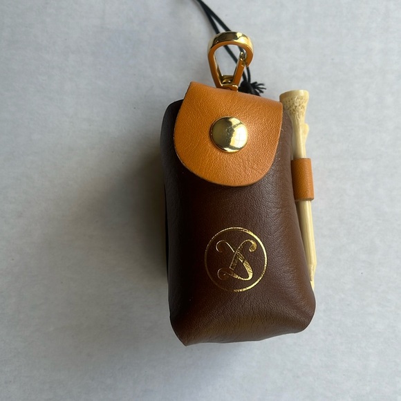 Other - Italian Leather Golf Ball & Tee Holder with Belt or Golf Bag Attachments